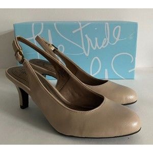 Life‎ Stride Paris Womens Slingback Heels Nude Taupe 5.5M Soft System Comfort